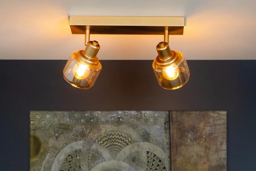 Lucide BJORN - Ceiling spotlight - 2xE14 - Matt Gold / Brass - ambiance 1